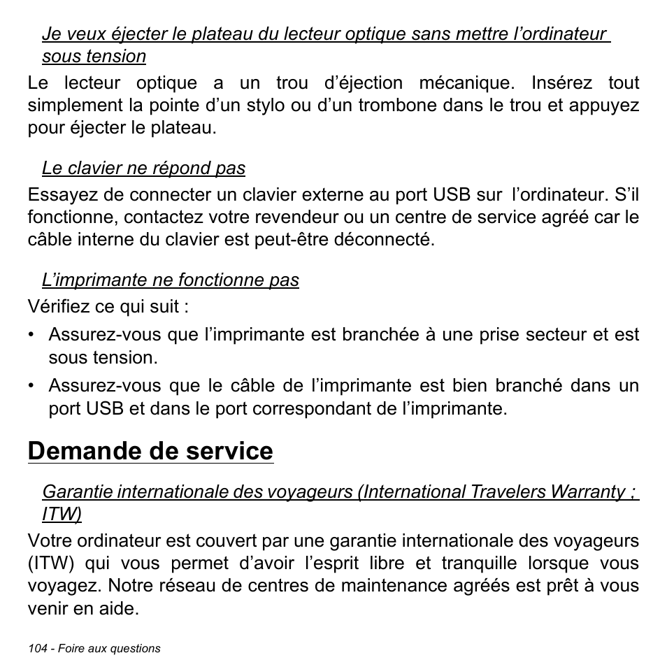 Demande de service | Acer Aspire S3-391 User Manual | Page 217 / 3554