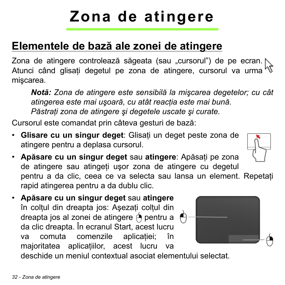 Zona de atingere, Elementele de bază ale zonei de atingere | Acer Aspire S3-391 User Manual | Page 2193 / 3554
