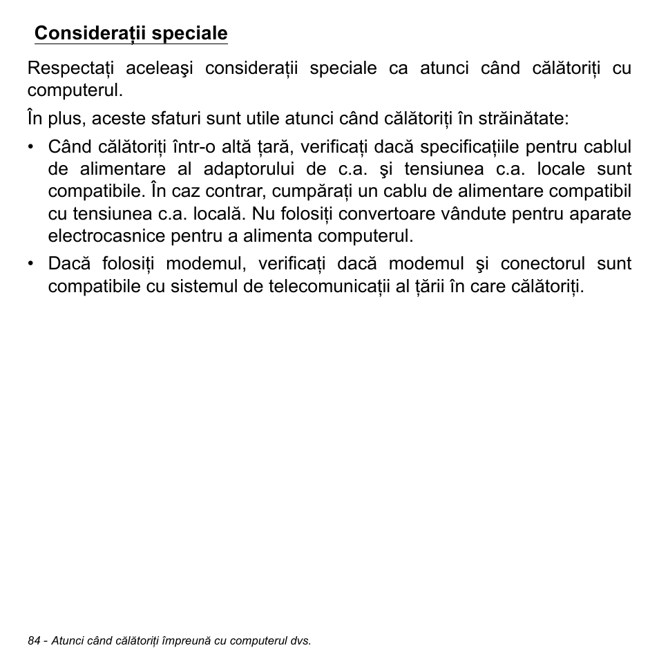 Consideraţii speciale | Acer Aspire S3-391 User Manual | Page 2245 / 3554