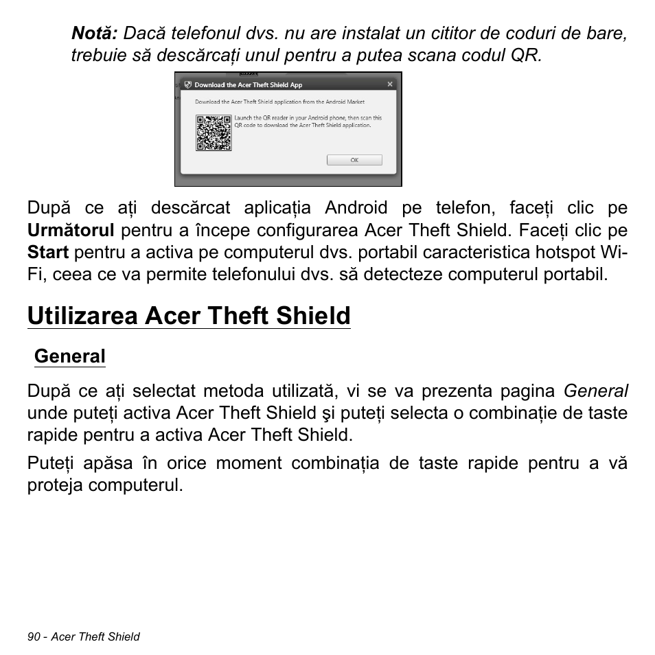 Utilizarea acer theft shield, General | Acer Aspire S3-391 User Manual | Page 2251 / 3554