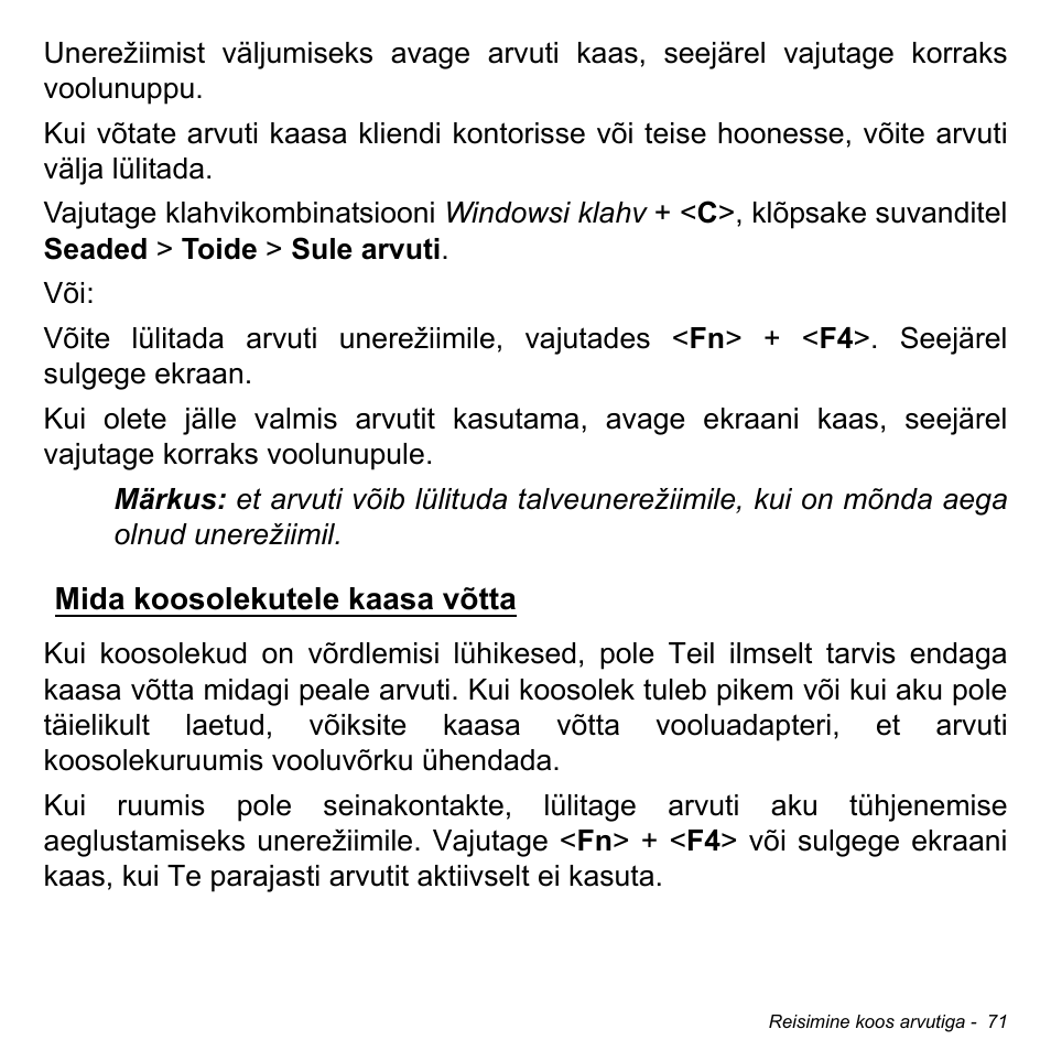 Mida koosolekutele kaasa võtta | Acer Aspire S3-391 User Manual | Page 2486 / 3554