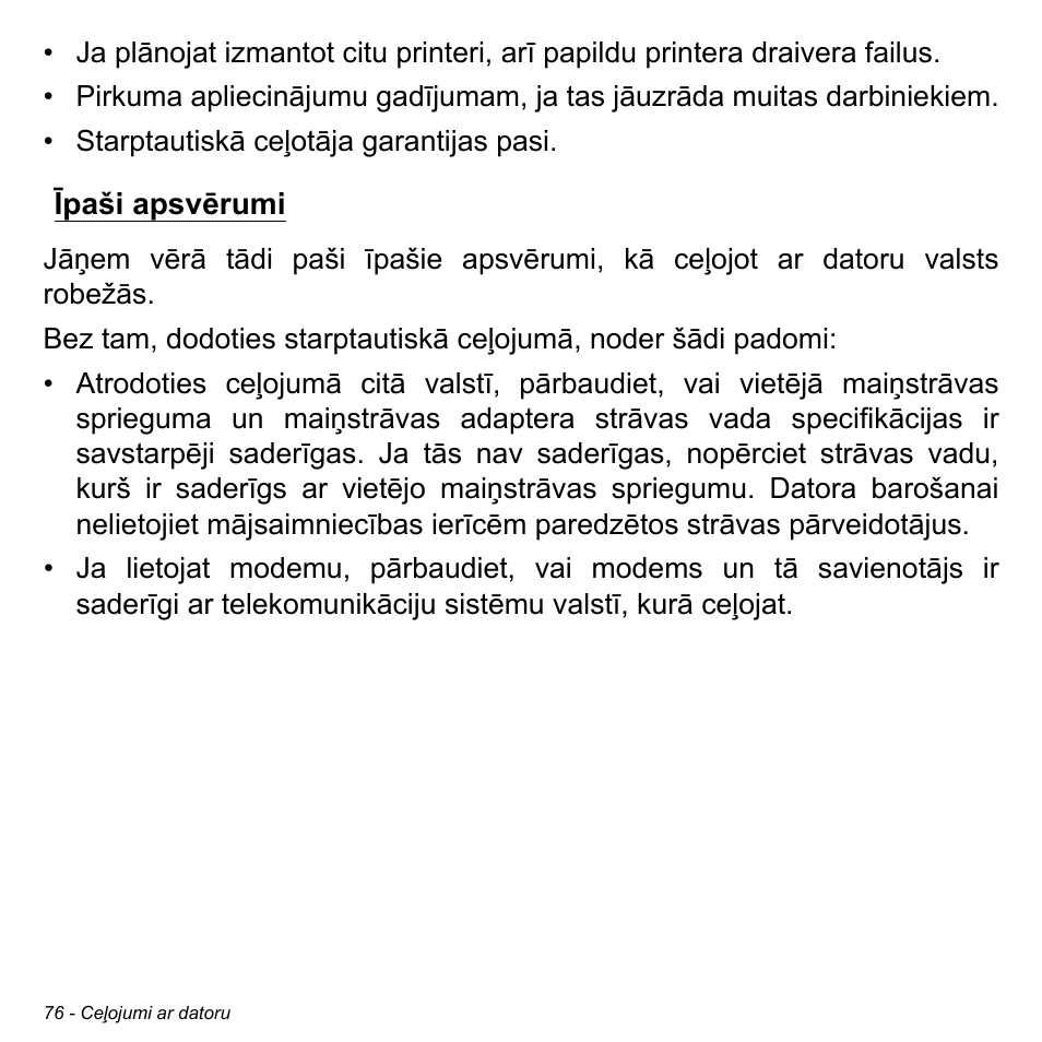 Īpaši apsvērumi | Acer Aspire S3-391 User Manual | Page 2604 / 3554