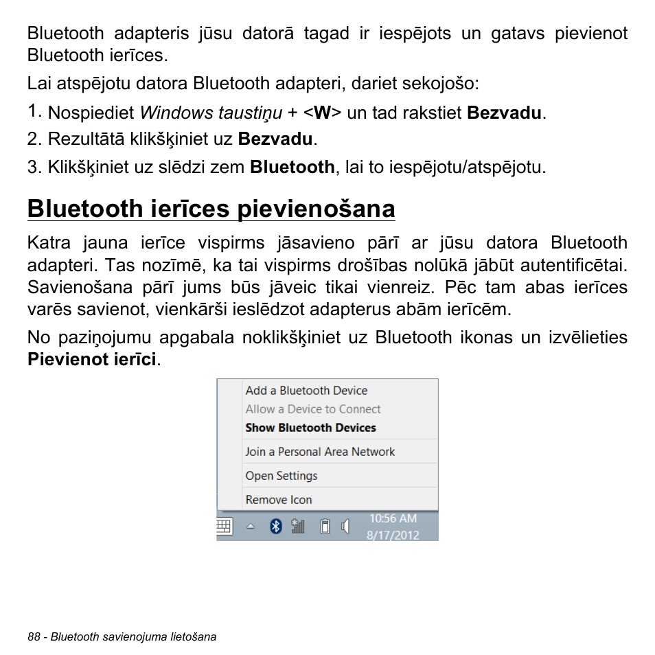 Bluetooth ierīces pievienošana | Acer Aspire S3-391 User Manual | Page 2616 / 3554