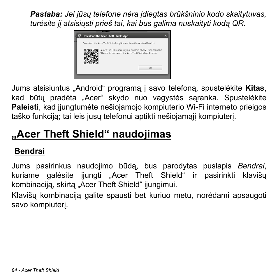 Acer theft shield“ naudojimas, Bendrai | Acer Aspire S3-391 User Manual | Page 2727 / 3554