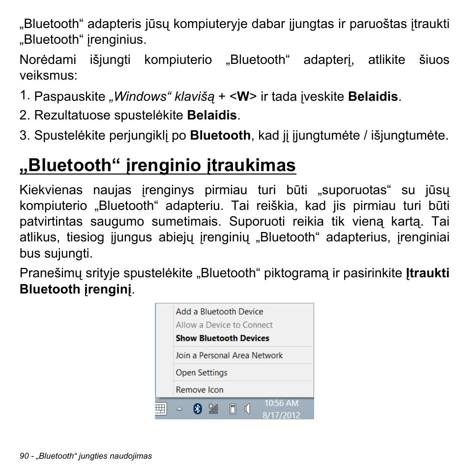 Bluetooth“ įrenginio įtraukimas | Acer Aspire S3-391 User Manual | Page 2733 / 3554