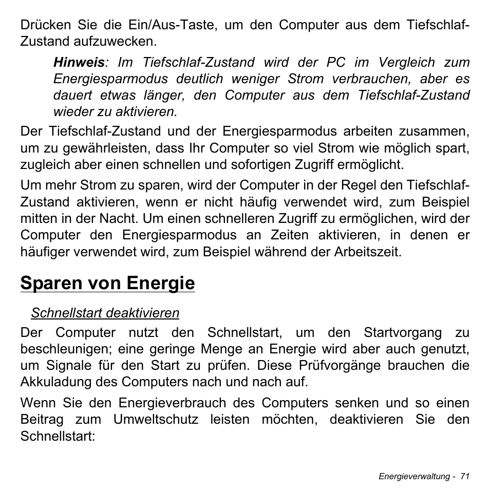 Sparen von energie | Acer Aspire S3-391 User Manual | Page 307 / 3554