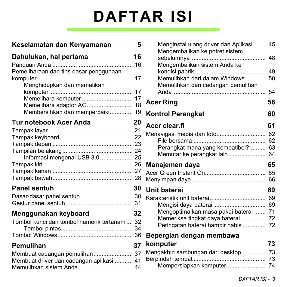 Daftar isi | Acer Aspire S3-391 User Manual | Page 3322 / 3554