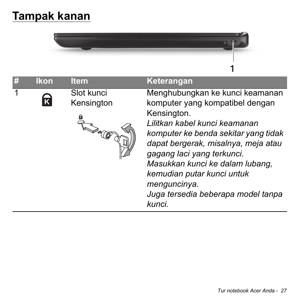 Tampak kanan | Acer Aspire S3-391 User Manual | Page 3346 / 3554