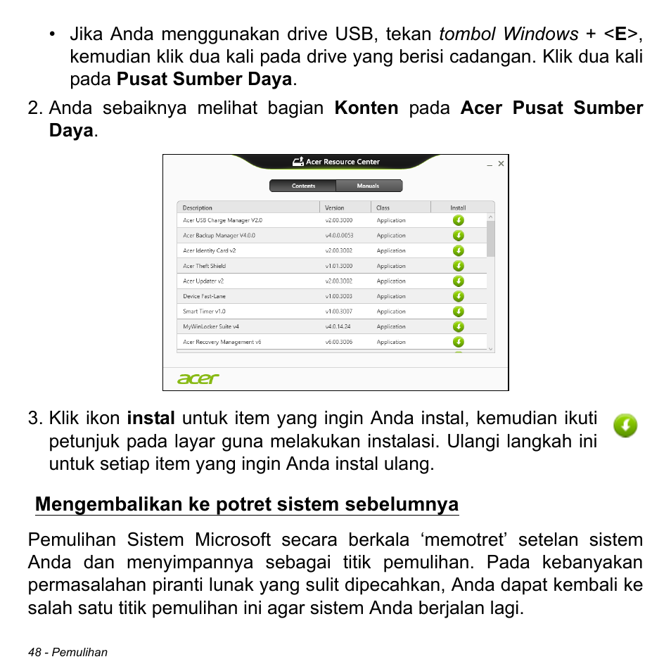 Mengembalikan ke potret sistem sebelumnya | Acer Aspire S3-391 User Manual | Page 3367 / 3554