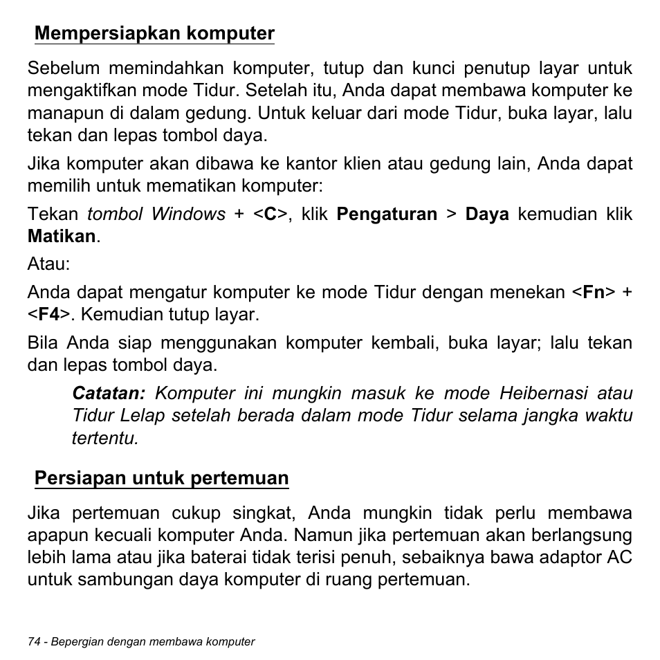 Mempersiapkan komputer, Persiapan untuk pertemuan | Acer Aspire S3-391 User Manual | Page 3393 / 3554