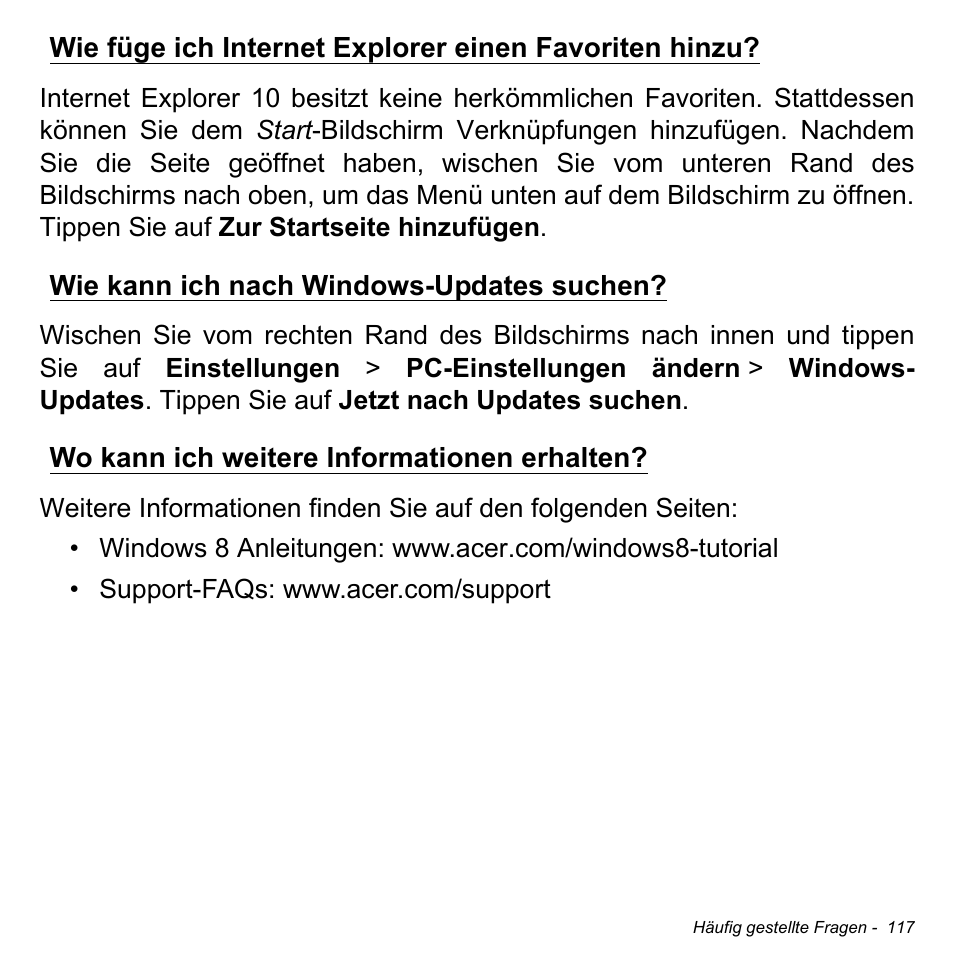 Wie kann ich nach windows-updates suchen, Wo kann ich weitere informationen erhalten | Acer Aspire S3-391 User Manual | Page 353 / 3554