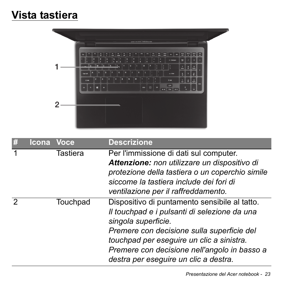 Vista tastiera | Acer Aspire S3-391 User Manual | Page 388 / 3554