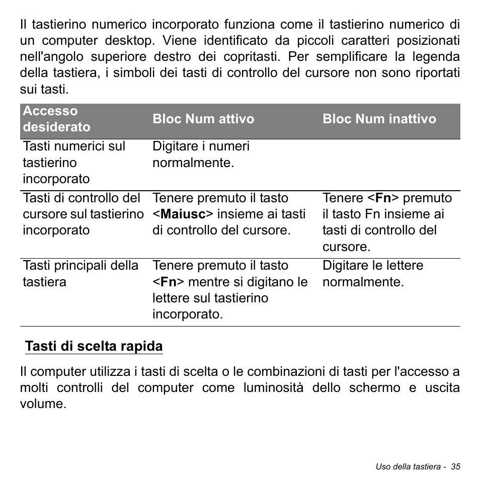 Tasti di scelta rapida | Acer Aspire S3-391 User Manual | Page 400 / 3554