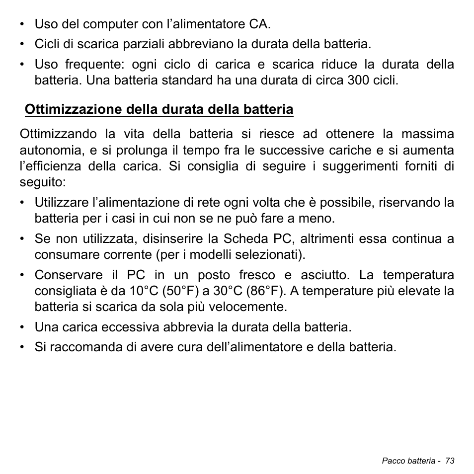 Ottimizzazione della durata della batteria | Acer Aspire S3-391 User Manual | Page 438 / 3554