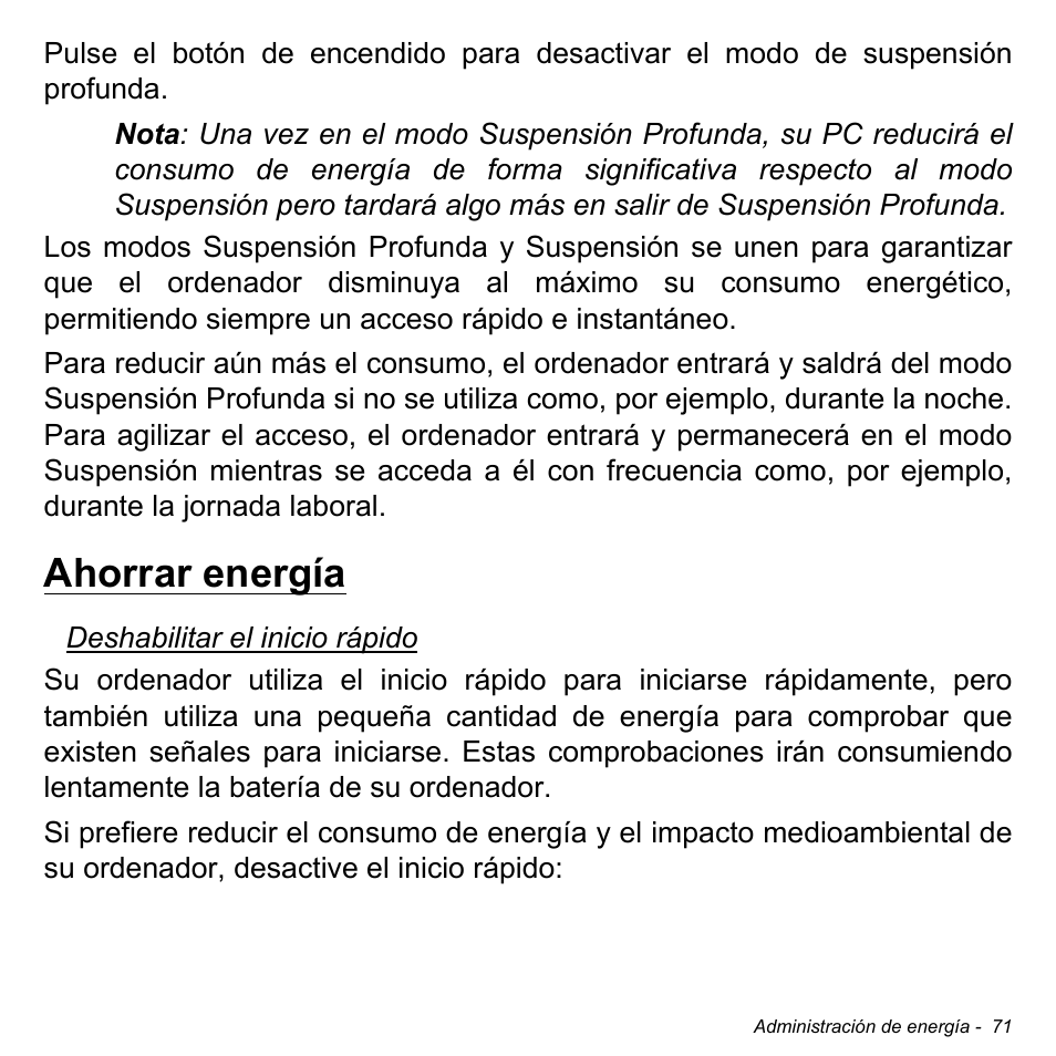 Ahorrar energía | Acer Aspire S3-391 User Manual | Page 558 / 3554