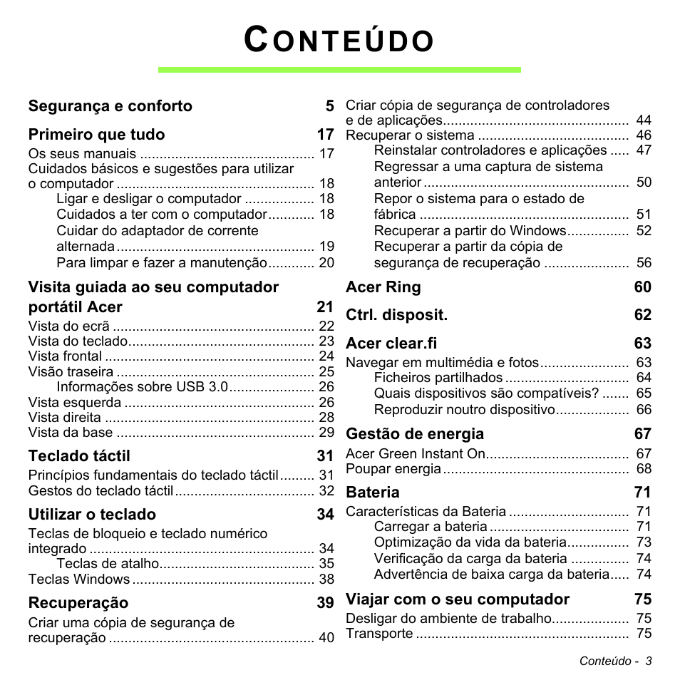 Onteúdo | Acer Aspire S3-391 User Manual | Page 616 / 3554