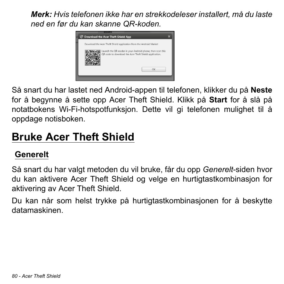 Bruke acer theft shield, Generelt | Acer Aspire S3-391 User Manual | Page 937 / 3554