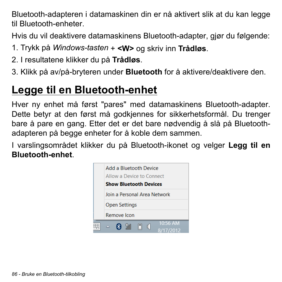 Legge til en bluetooth-enhet | Acer Aspire S3-391 User Manual | Page 943 / 3554