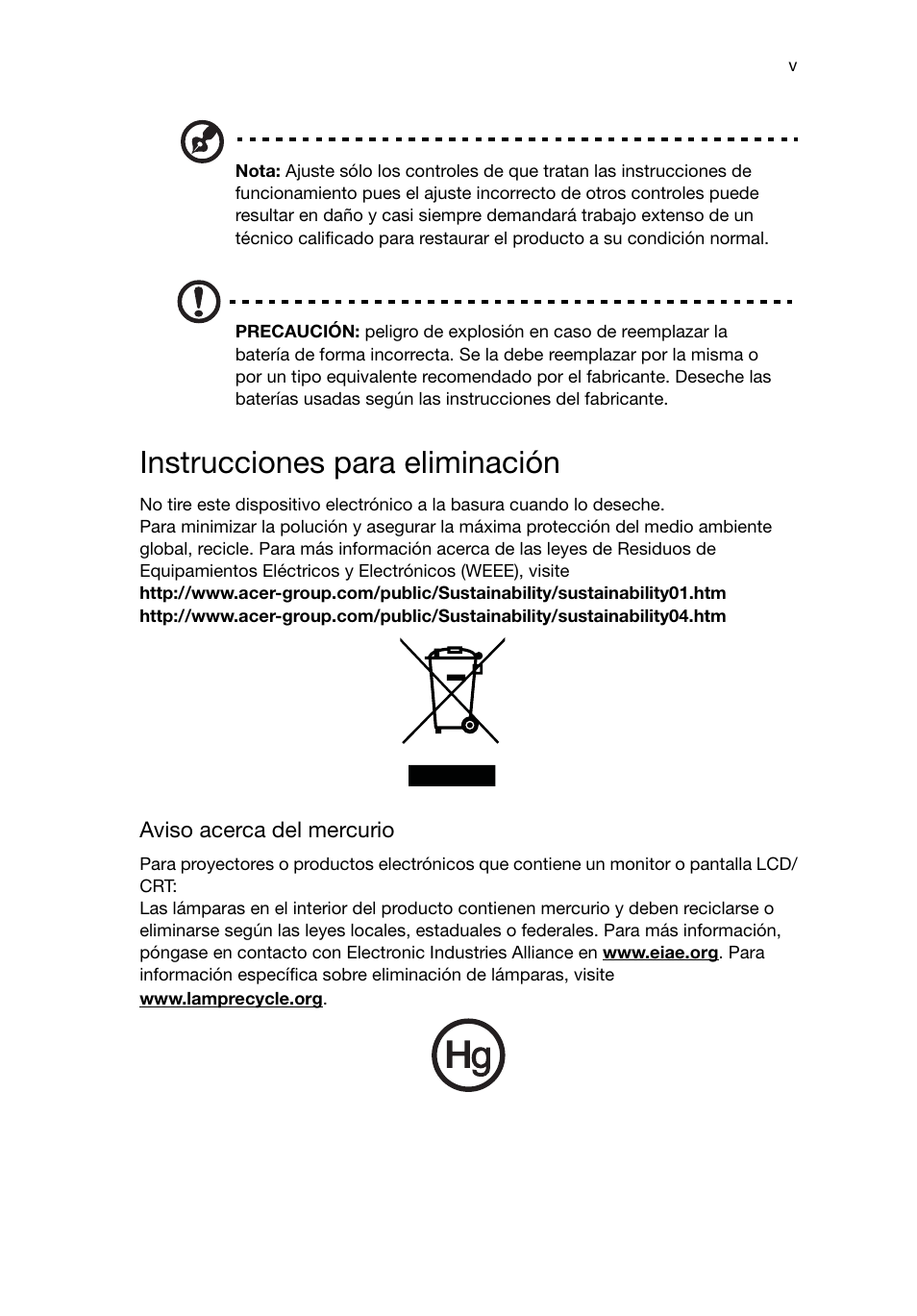 Instrucciones para eliminación | Acer RL80 User Manual | Page 171 / 764