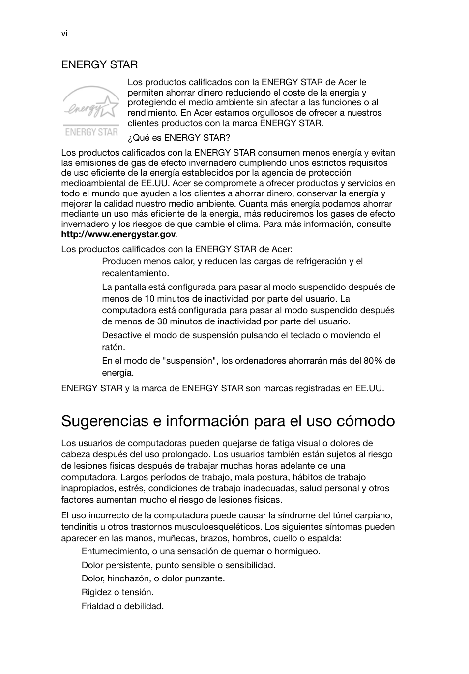 Sugerencias e información para el uso cómodo | Acer RL80 User Manual | Page 172 / 764