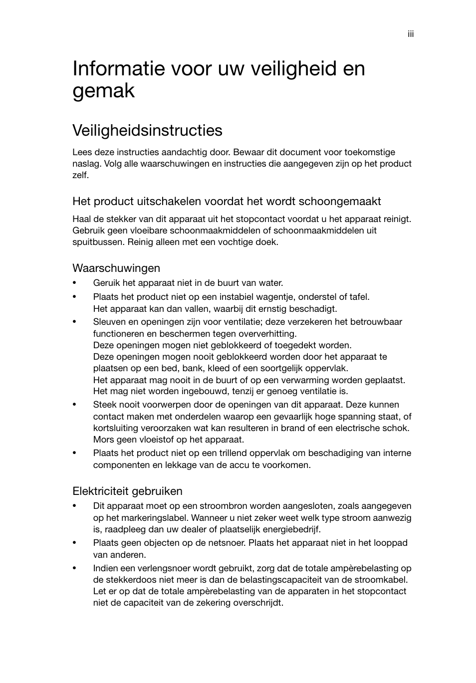 Informatie voor uw veiligheid en gemak, Veiligheidsinstructies | Acer RL80 User Manual | Page 249 / 764