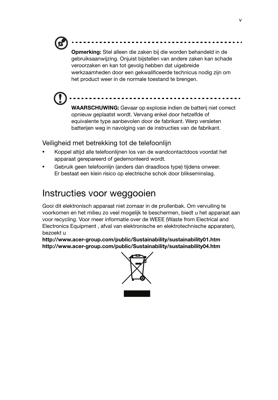 Instructies voor weggooien | Acer RL80 User Manual | Page 251 / 764