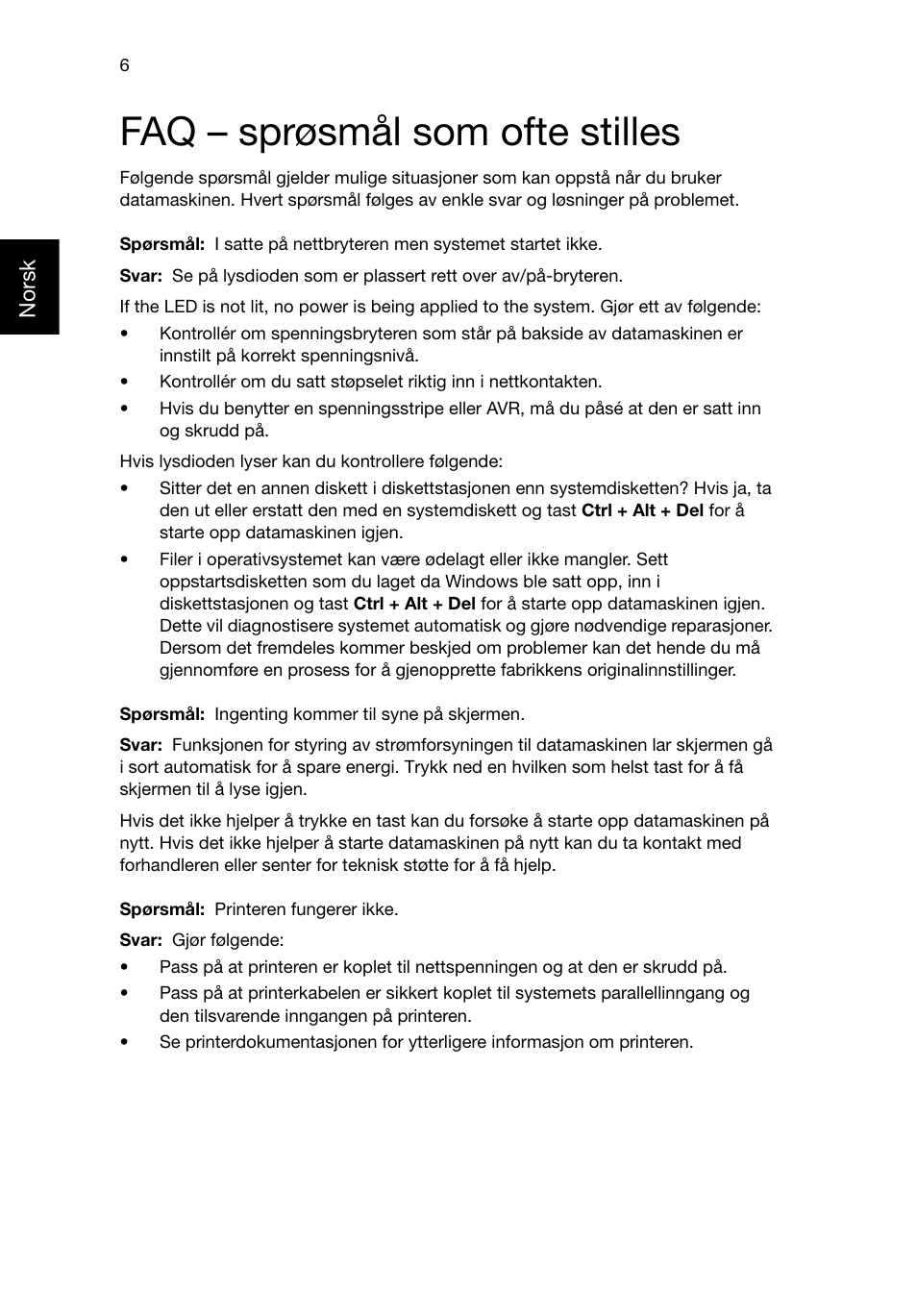 Faq - sprøsmål som ofte stilles, Faq – sprøsmål som ofte stilles | Acer RL80 User Manual | Page 290 / 764