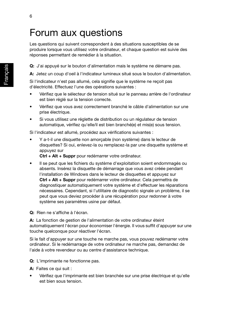 Forum aux questions | Acer RL80 User Manual | Page 46 / 764