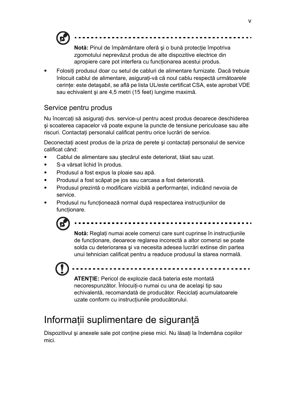 Informaţii suplimentare de siguranţă | Acer RL80 User Manual | Page 493 / 764