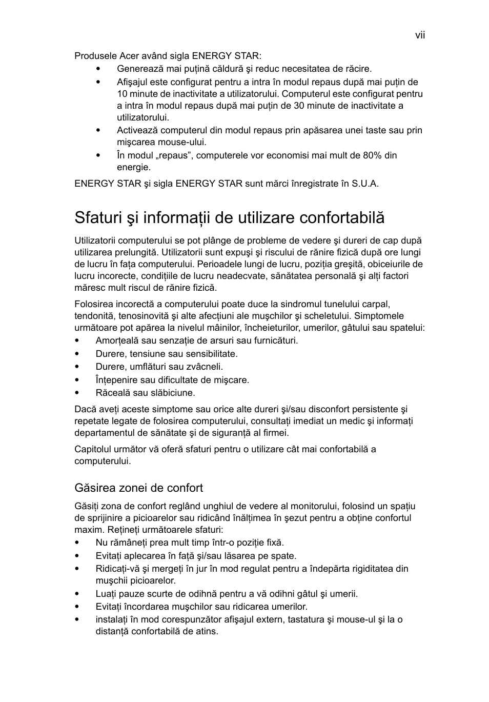 Sfaturi şi informaţii de utilizare confortabilă, Găsirea zonei de confort | Acer RL80 User Manual | Page 495 / 764