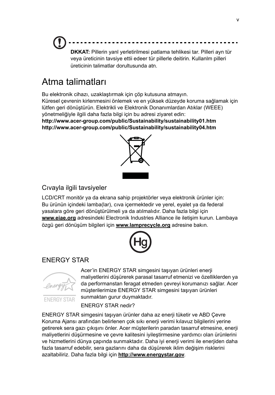 Atma talimatları | Acer RL80 User Manual | Page 551 / 764