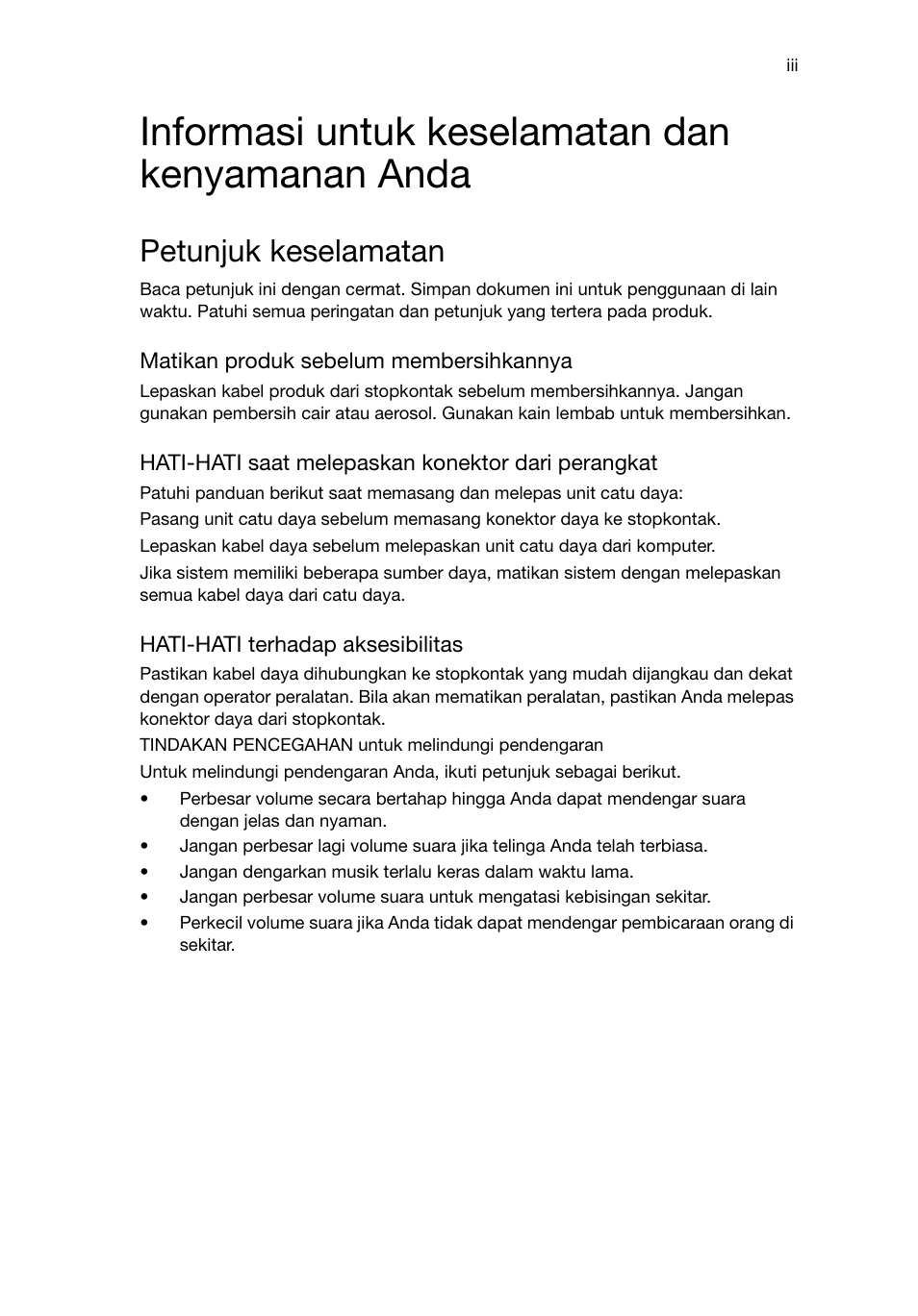 Informasi untuk keselamatan dan kenyamanan anda, Petunjuk keselamatan | Acer RL80 User Manual | Page 681 / 764