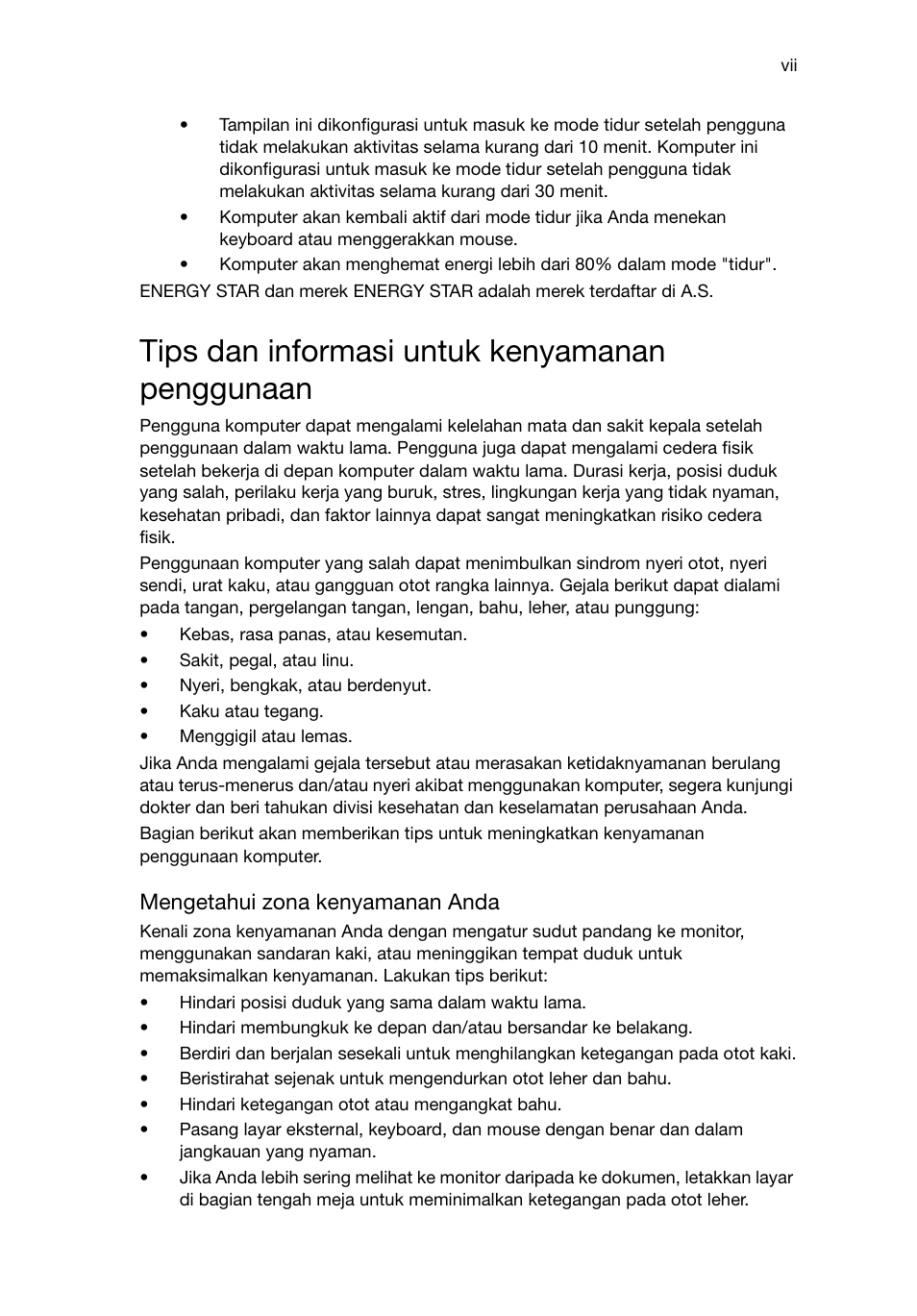 Tips dan informasi untuk kenyamanan penggunaan, Mengetahui zona kenyamanan anda | Acer RL80 User Manual | Page 685 / 764