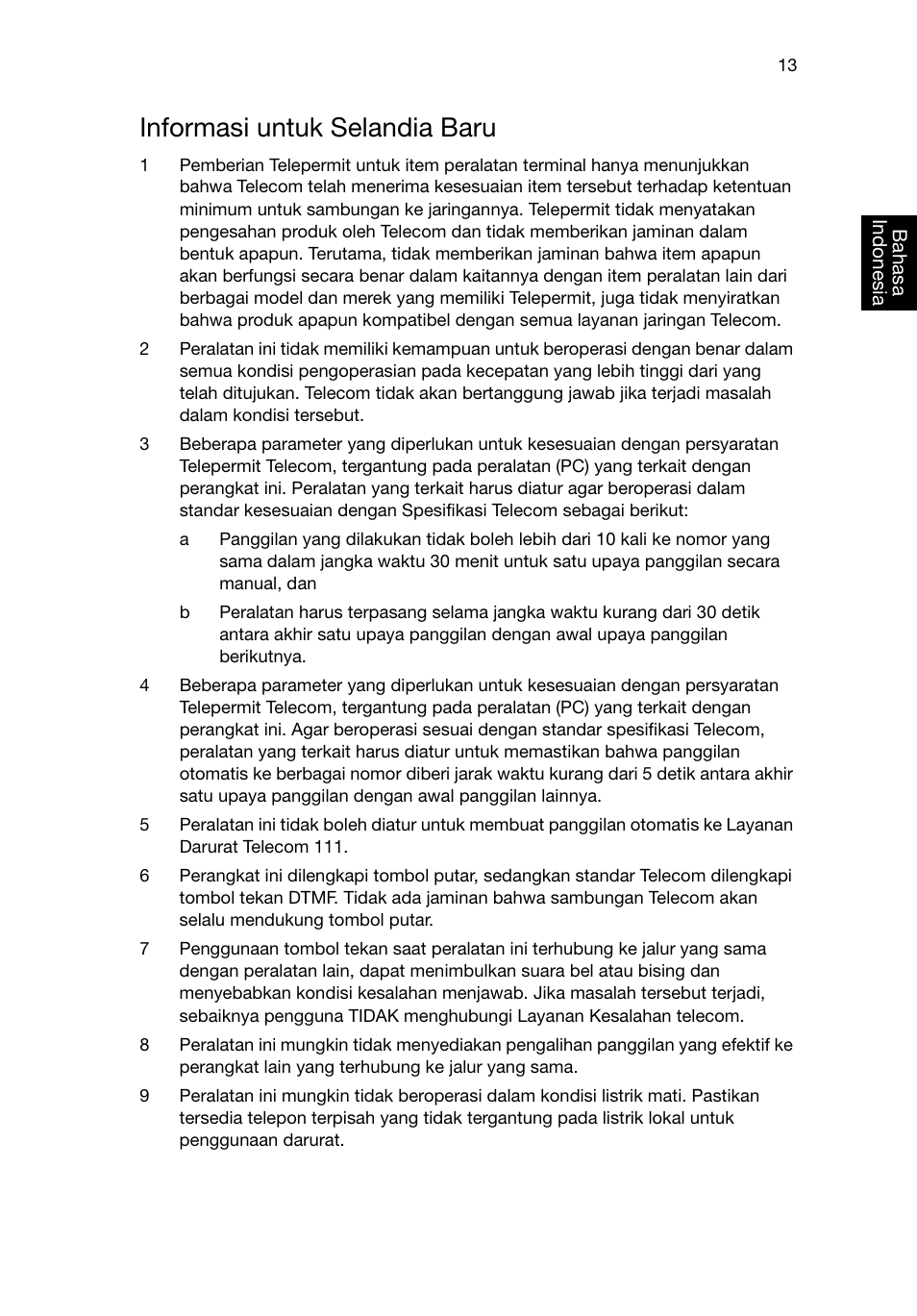 Informasi untuk selandia baru | Acer RL80 User Manual | Page 701 / 764