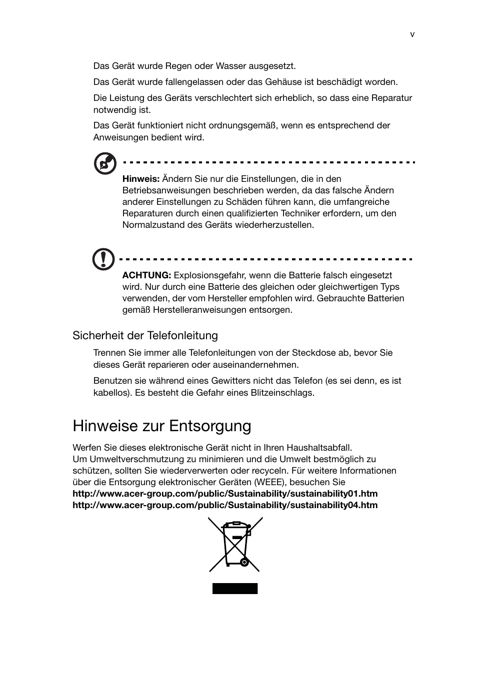 Hinweise zur entsorgung | Acer RL80 User Manual | Page 87 / 764