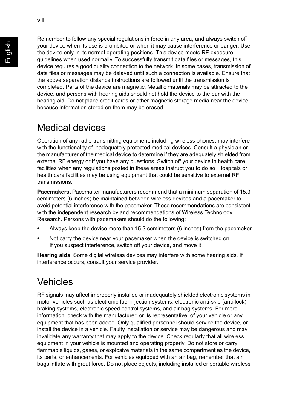 Medical devices, Vehicles | Acer TravelMate P253-MG User Manual | Page 10 / 2736