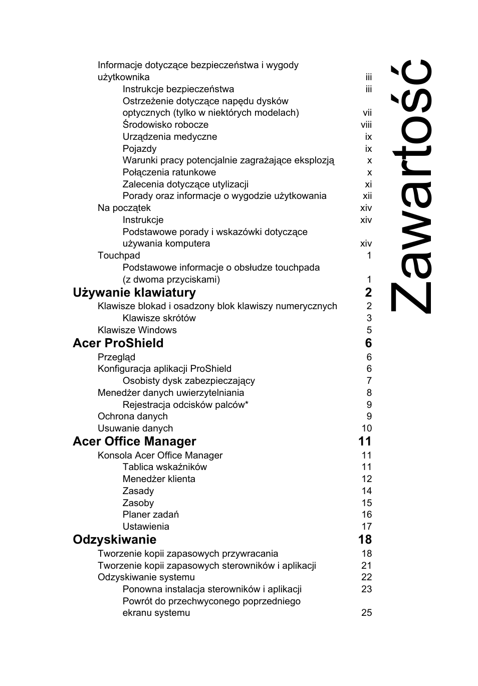 Zawartość, Zawarto ść | Acer TravelMate P253-MG User Manual | Page 1127 / 2736