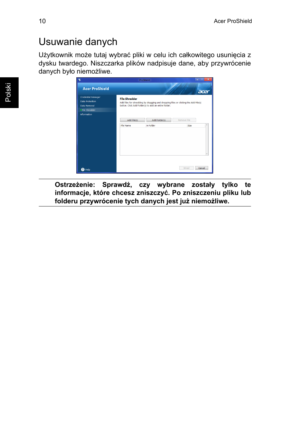 Usuwanie danych | Acer TravelMate P253-MG User Manual | Page 1140 / 2736