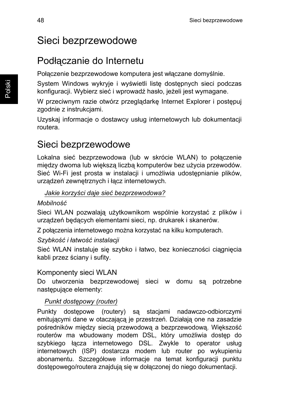 Sieci bezprzewodowe, Podłączanie do internetu | Acer TravelMate P253-MG User Manual | Page 1178 / 2736