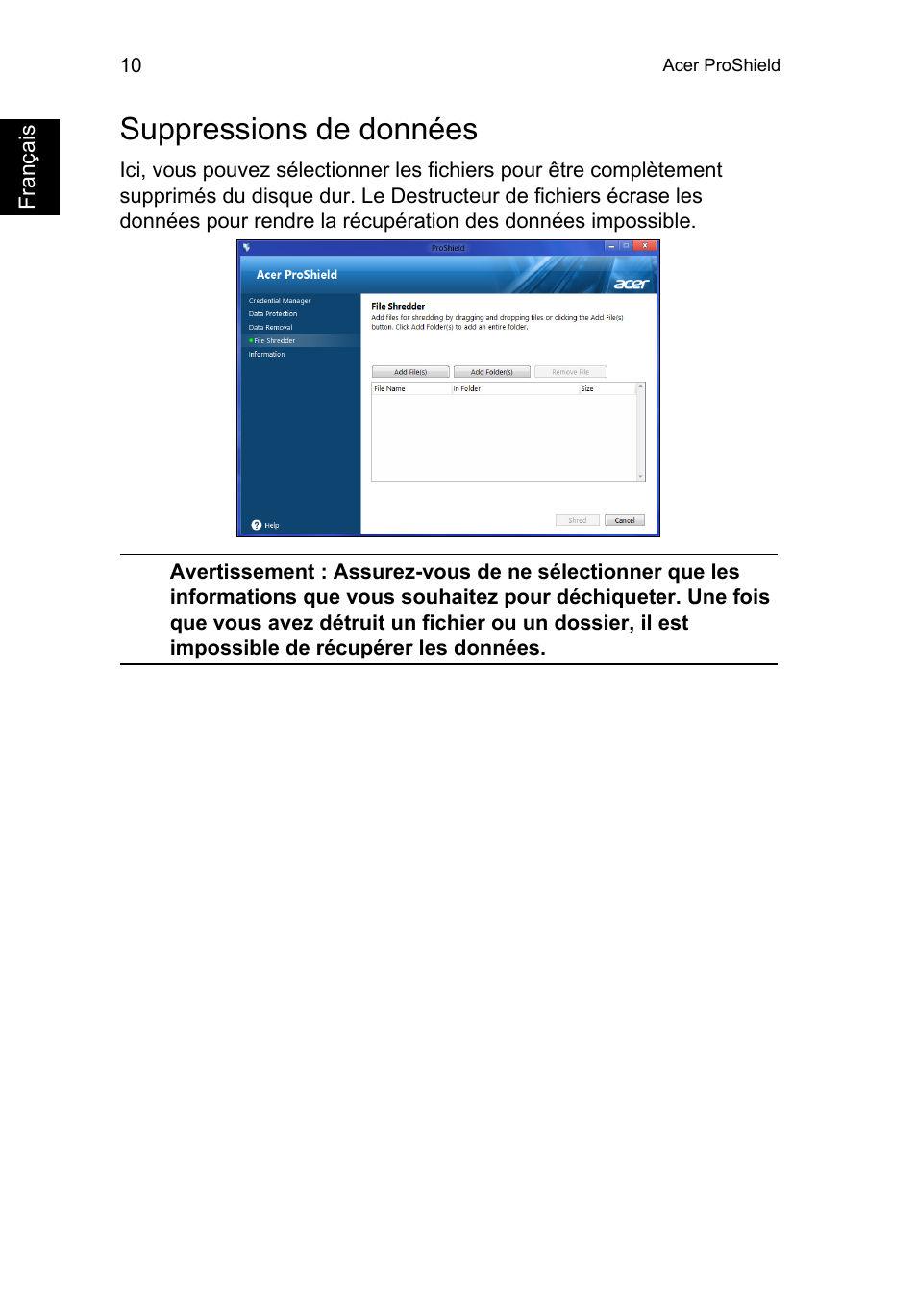 Suppressions de données | Acer TravelMate P253-MG User Manual | Page 118 / 2736