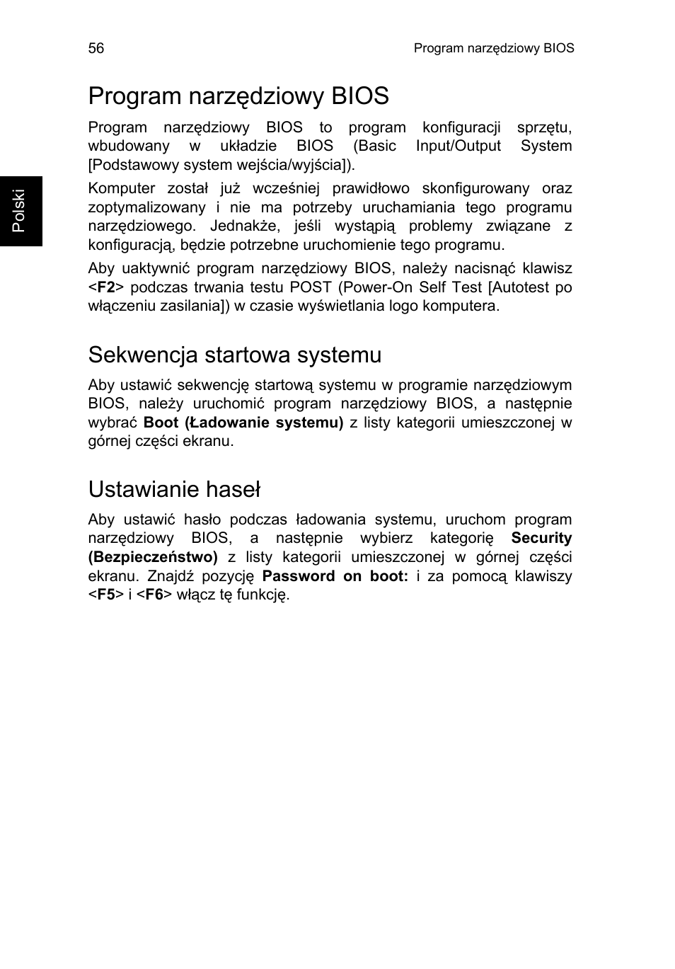 Program narzędziowy bios, Sekwencja startowa systemu, Ustawianie haseł | Acer TravelMate P253-MG User Manual | Page 1186 / 2736