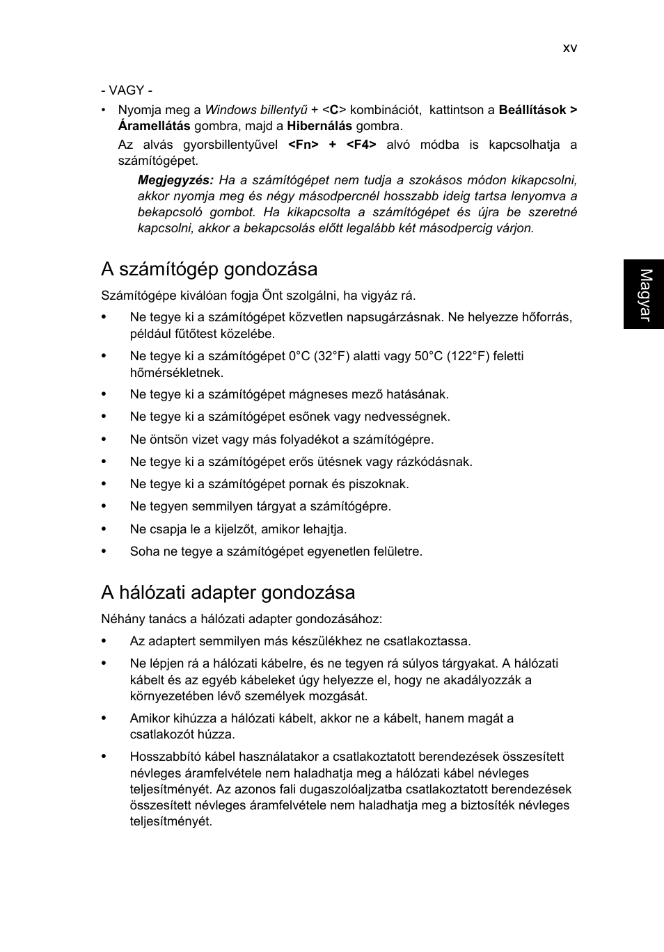 A számítógép gondozása, A hálózati adapter gondozása | Acer TravelMate P253-MG User Manual | Page 1217 / 2736