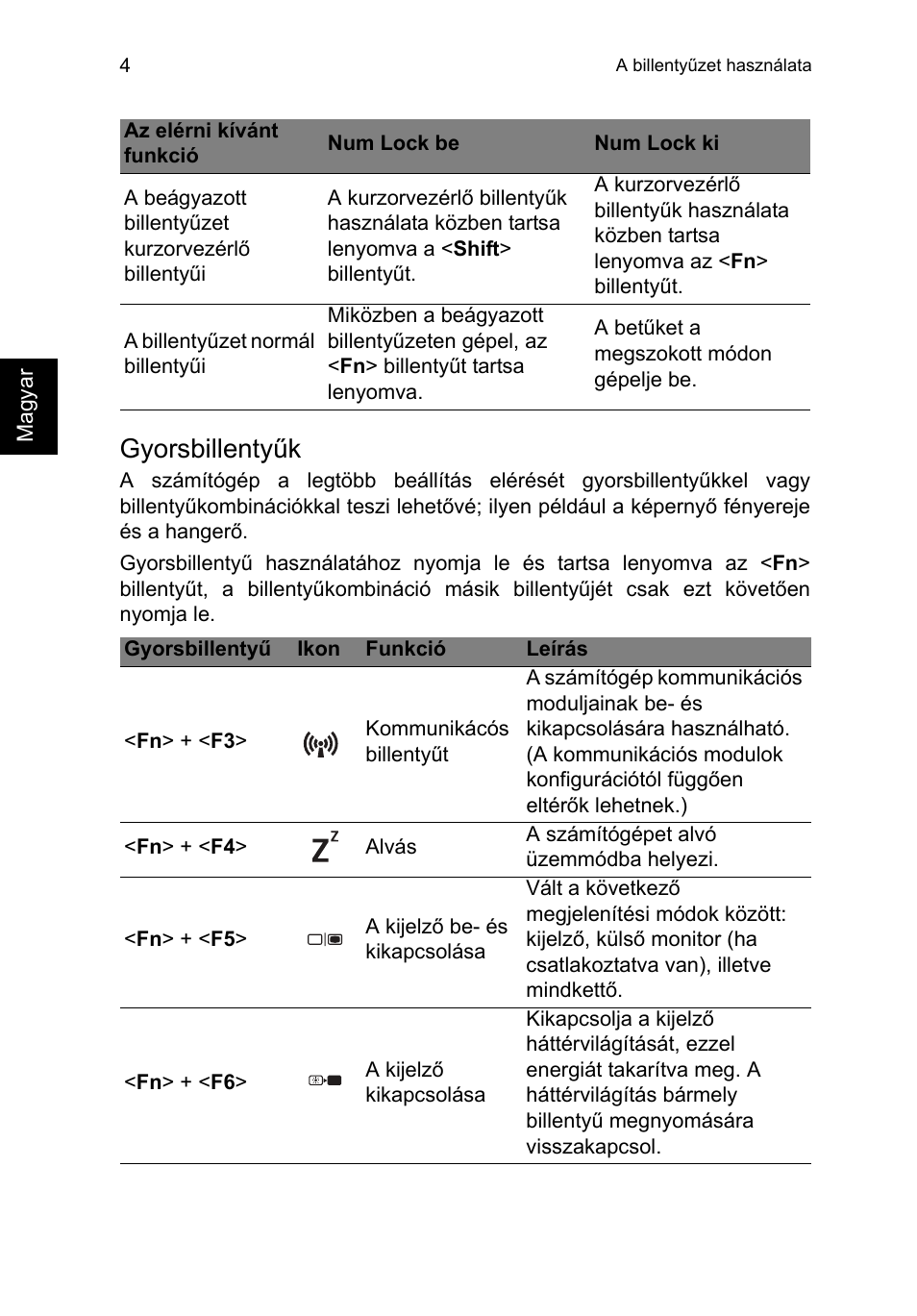 Gyorsbillentyűk | Acer TravelMate P253-MG User Manual | Page 1226 / 2736