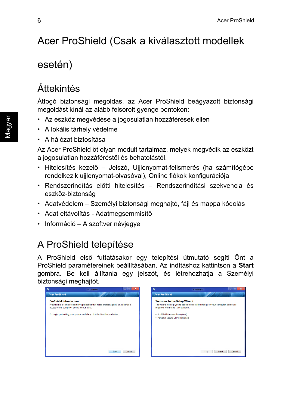 Acer proshield, Áttekintés, A proshield telepítése | Acer TravelMate P253-MG User Manual | Page 1228 / 2736
