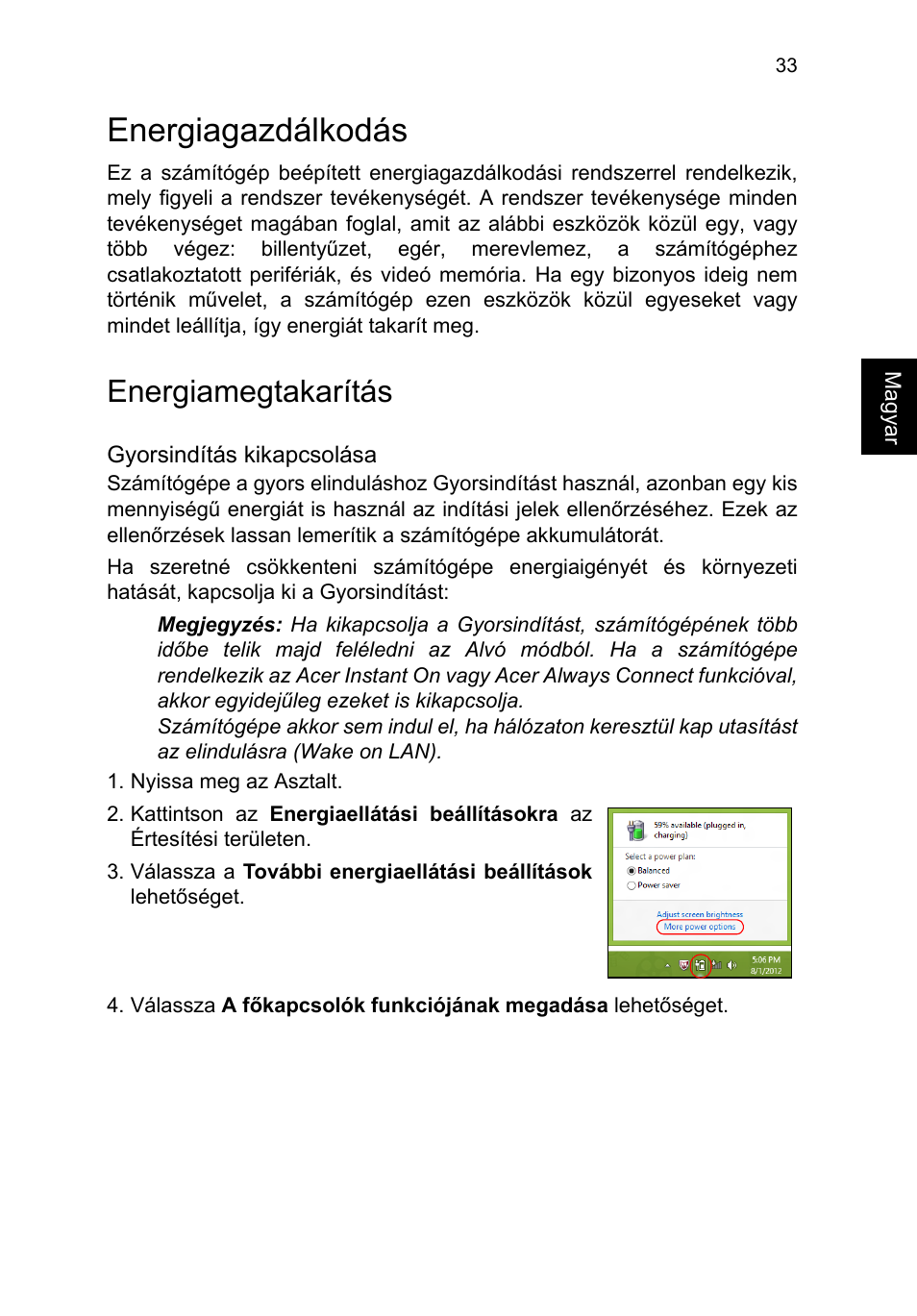 Energiagazdálkodás, Energiamegtakarítás | Acer TravelMate P253-MG User Manual | Page 1255 / 2736