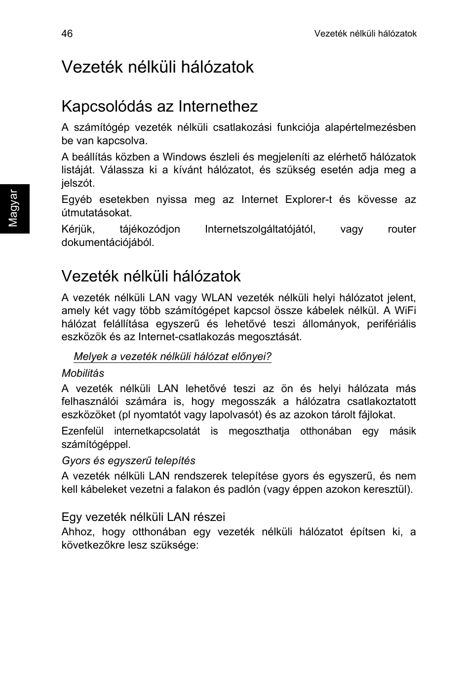 Vezeték nélküli hálózatok, Kapcsolódás az internethez | Acer TravelMate P253-MG User Manual | Page 1268 / 2736