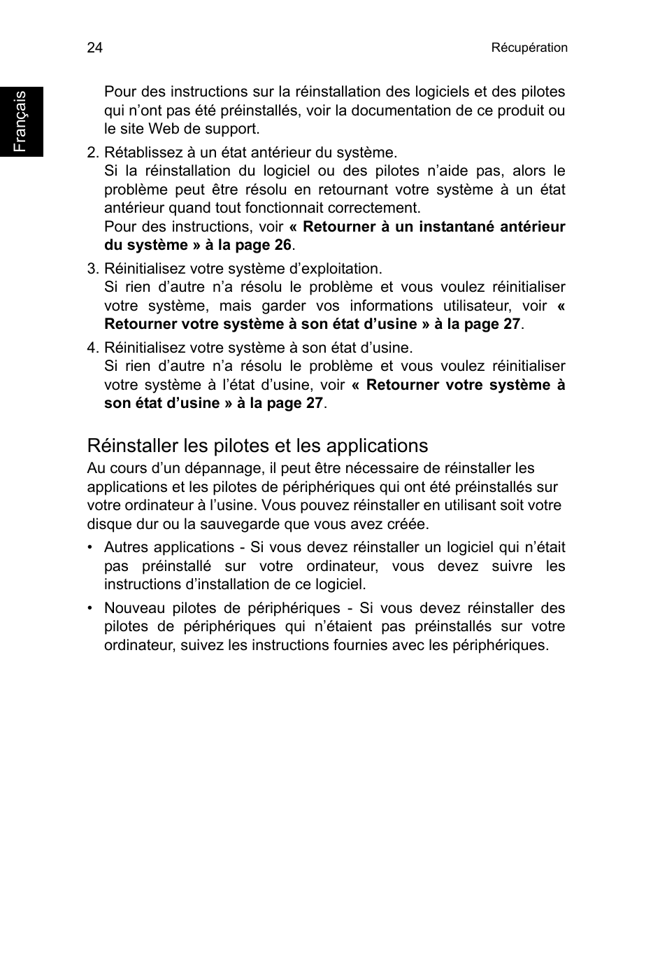 Réinstaller les pilotes et les applications | Acer TravelMate P253-MG User Manual | Page 132 / 2736