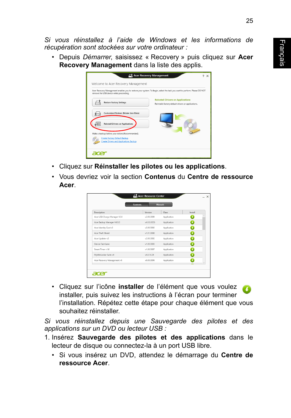 Français | Acer TravelMate P253-MG User Manual | Page 133 / 2736