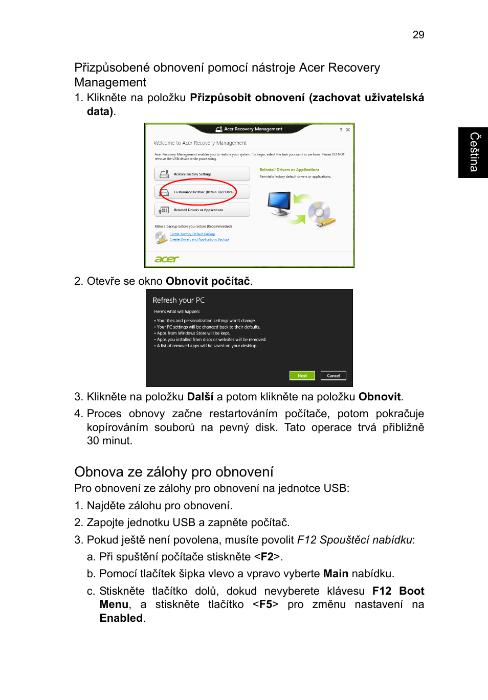 Obnova ze zálohy pro obnovení | Acer TravelMate P253-MG User Manual | Page 1343 / 2736