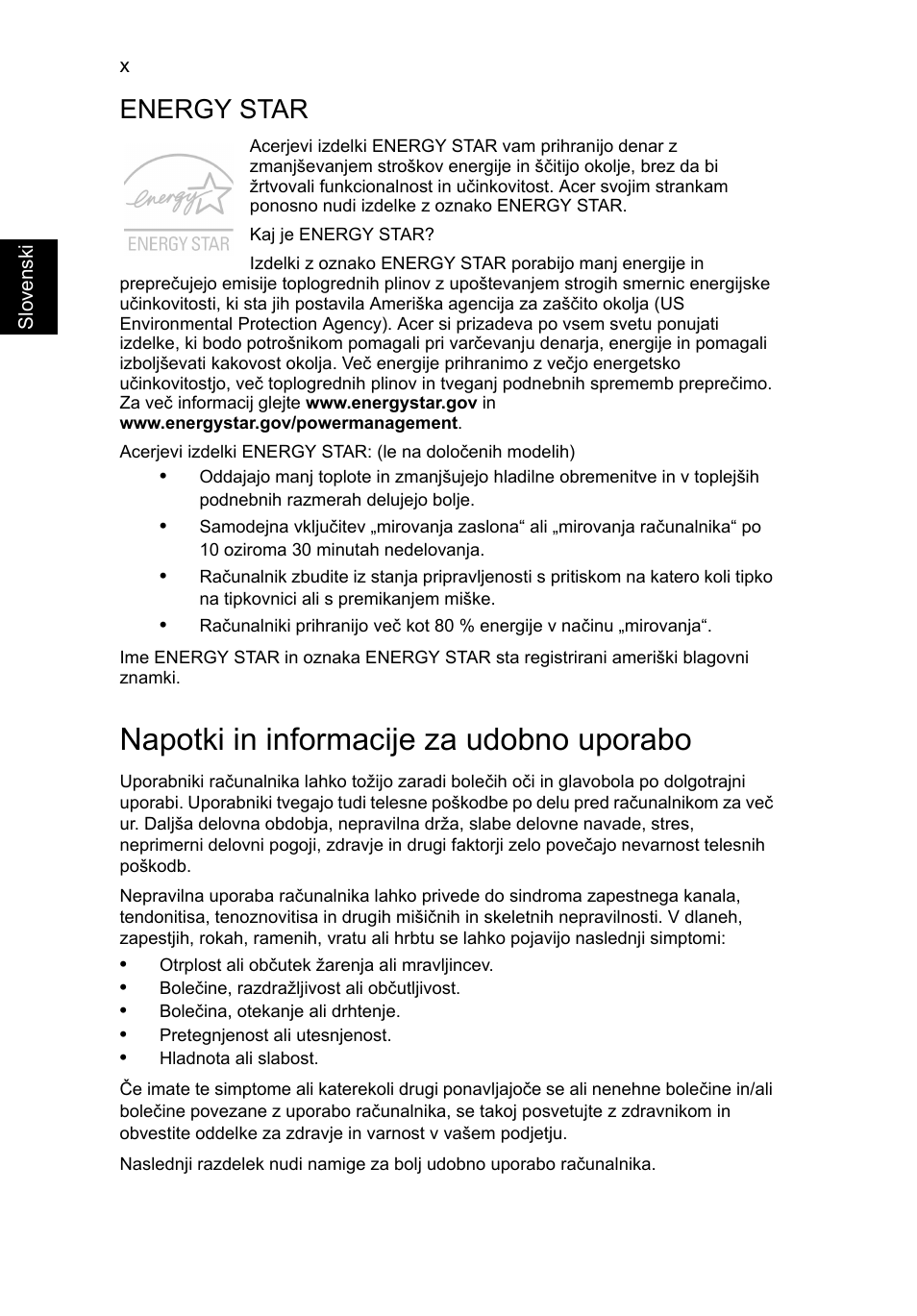 Napotki in informacije za udobno uporabo, Energy star | Acer TravelMate P253-MG User Manual | Page 1486 / 2736